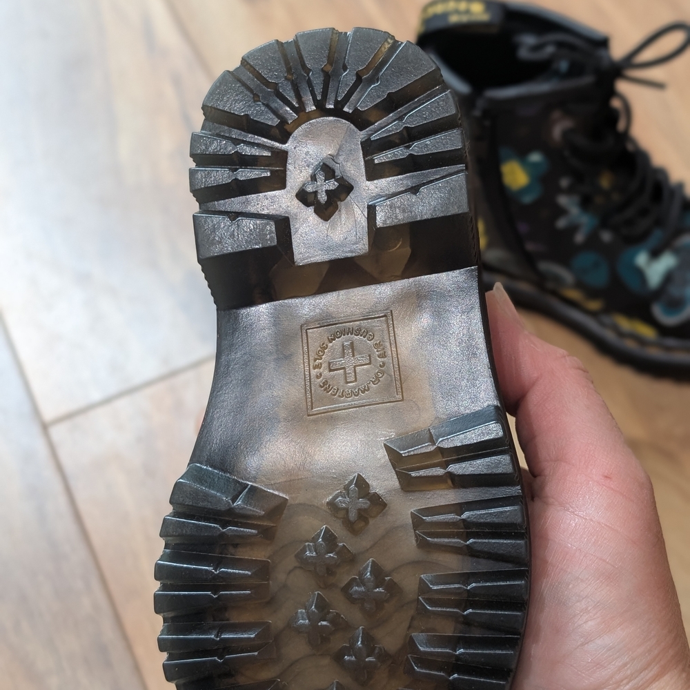 Dr. Martens Kids Black and Teal Graphic Boots - Picture 3 of 3